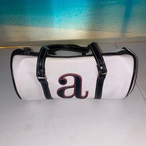 Stylish White and Black Women's Bag  with letter a